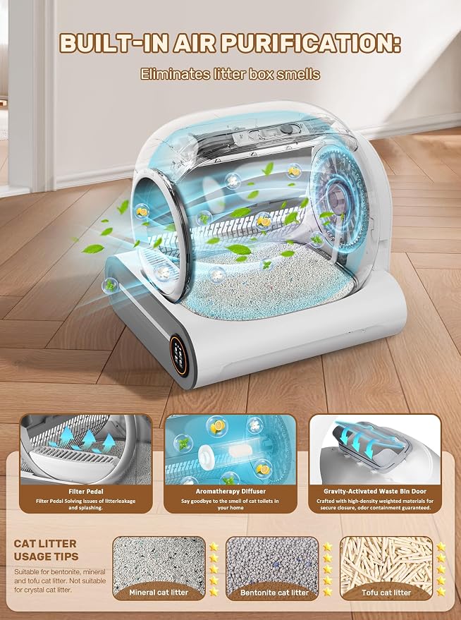 Automatic Litter Box, 65L+9L Extra Large, APP Control, Deodorization, 3 Rolls - Image 4