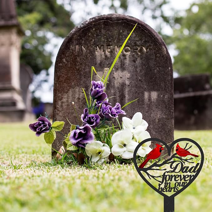 Dad Grave Decorations for Cemetery, Metal Sympathy Memorial Stakes for Loss of - Image 4
