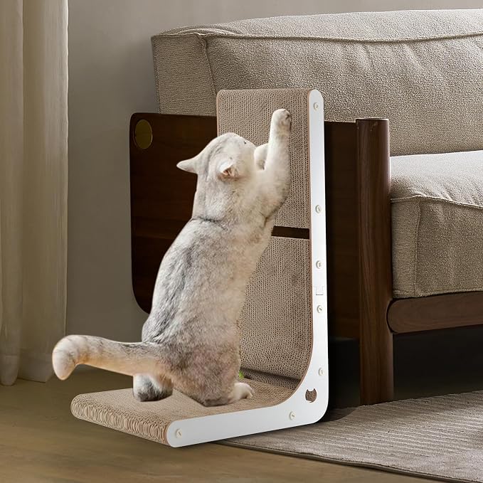 Cardboard Cat Scratcher, Vertical Cat Scratching Board, 23.6 Inch L-Shape Cat - Image 6