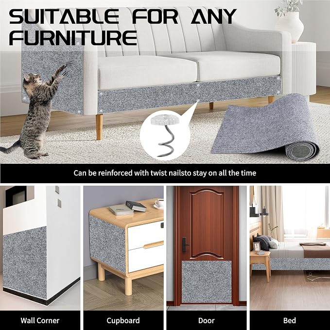 2 Pcs Total 78.8"x15.8" Cat Scratch Mat, Cat Scratch Couch Furniture Protector - Image 7