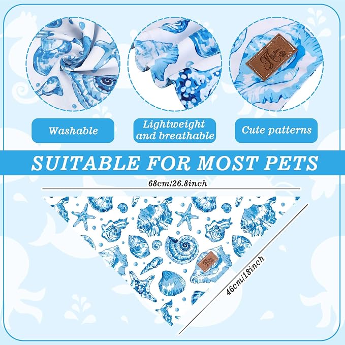 JarThenaAMCS 2Pcs Sea Dog Bandana Summer Ocean Animal Theme Triangle Pet Scarf - Image 2