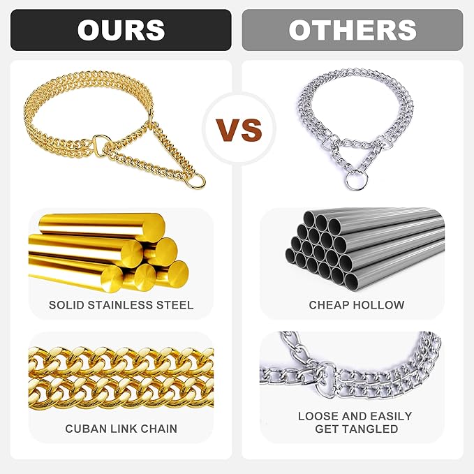 Gold Dog Chain Collar Stainless Steel 18K Gold Collar Adjustable Walking - Image 3