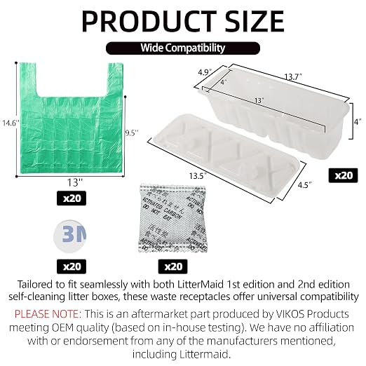 20-Pack Disposable Litter Box Waste Receptacles Compatible - Image 2