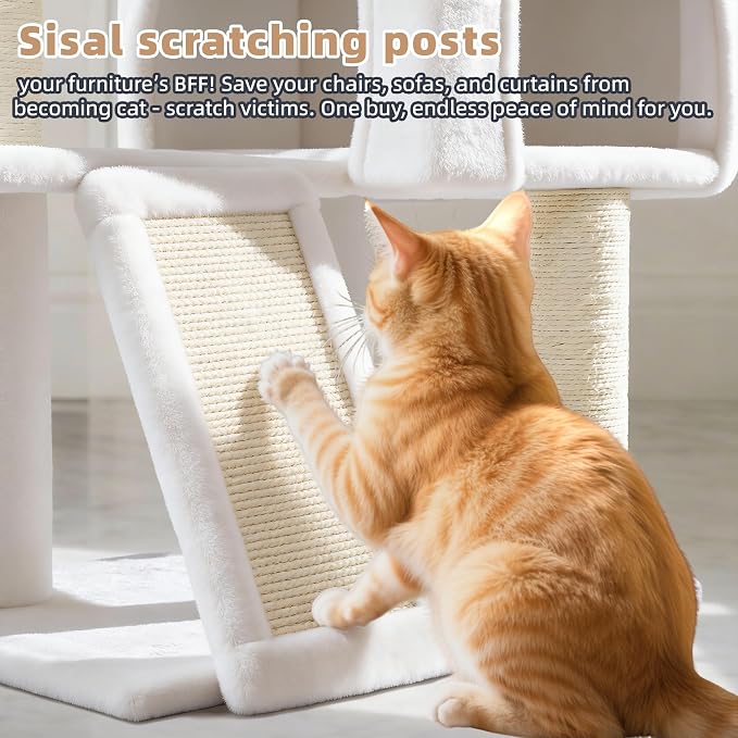Cat Tree with Cat Condo and Two Hammocks, Cat Tree with Scratching Posts and - Image 5