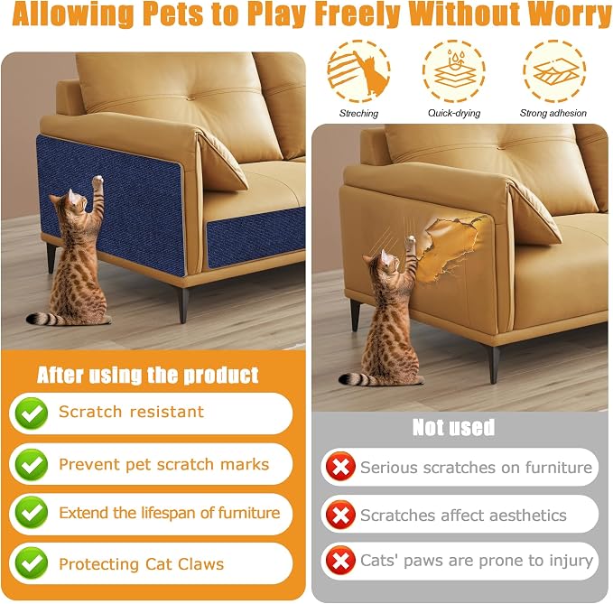 Cat Scratching mat Self-Adhesive, Trimmable Furniture Protector - Image 3