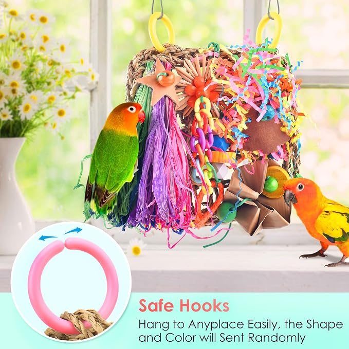 KATUMO Conure Toys, Bird Grass Mat Parakeet Shredder Hanging Toy Cockatiel - Image 6