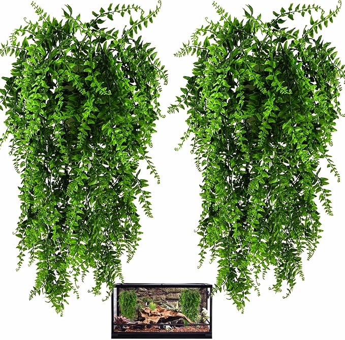 HERCOCCI 2 Pack Reptile Plants, Terrarium Hanging Plants Vines Artificial by HERCOCCI