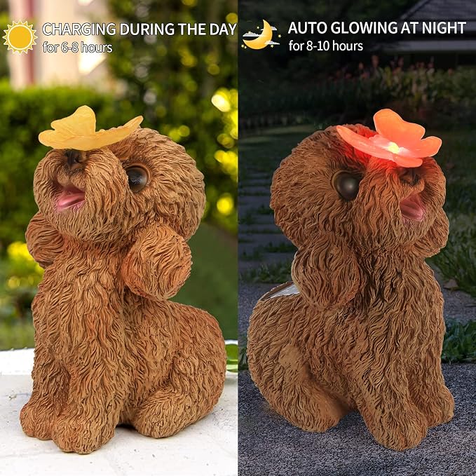 Dog Statues Outdoor Decor, Solar Lights Outdoor Statue Garden Decorations Solar - Image 5