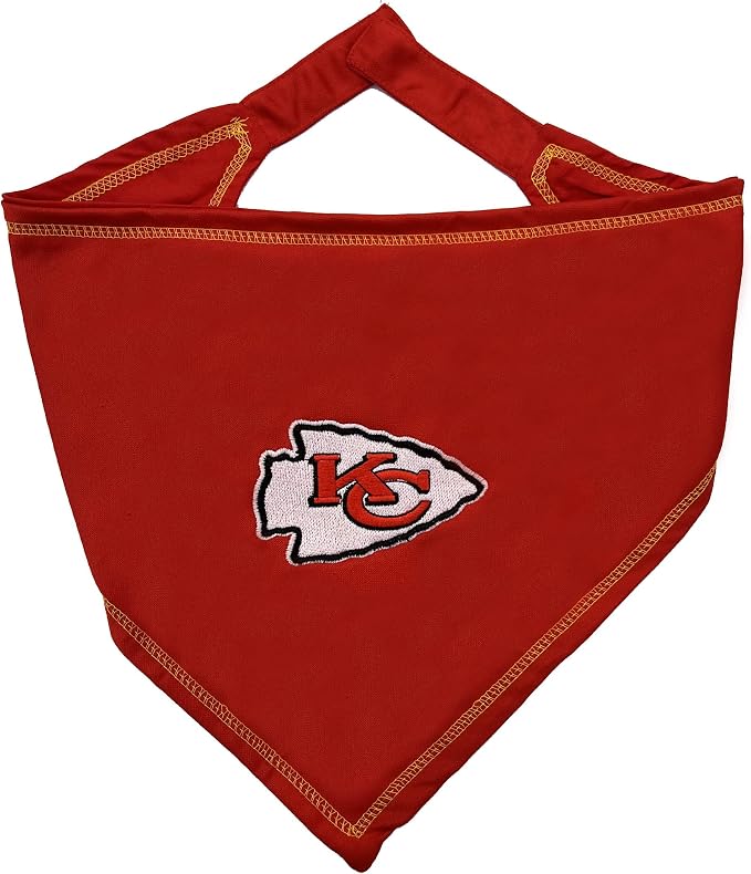 Pets First NFL Kansas City Chiefs TIE Bandana, Small/Medium. Dog Bandana Scarf by PETSFIRST