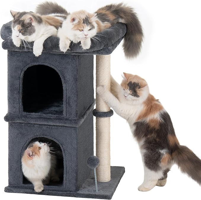 24in Cat Tree Tower with Scratching Post, 19 * 16.5in Window Perch Bed by Aechonow