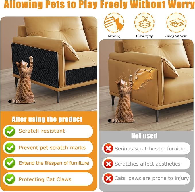 Cat Scratching mat Self-Adhesive, Trimmable Furniture Protector - Image 3