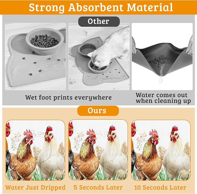 Chicken Rooster Dog Cat Food Mat - Image 3
