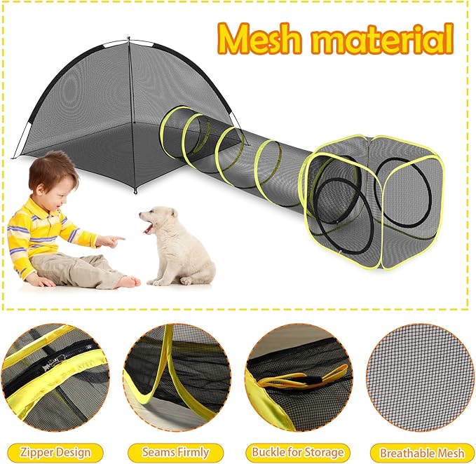 Outdoor Cat Enclosures for Indoor, Portable Mesh Tent, Outdoor pet Tunnel - Image 6