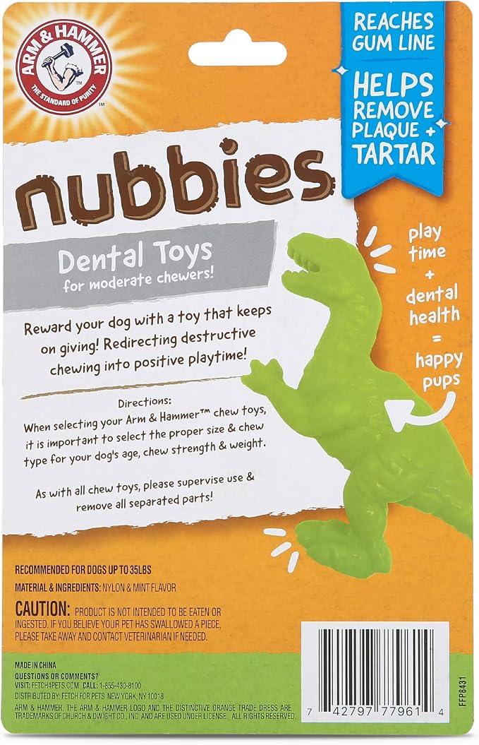 Arm & Hammer for Pets Nubbies Dental Toys T-Rex Dental Chew Toy for Dogs Best - Image 7