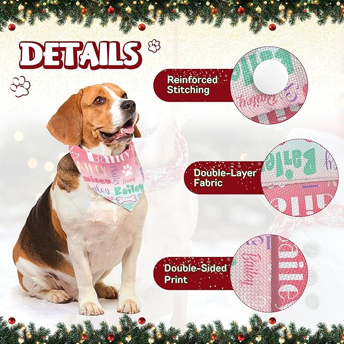 Personalized Dog Bandanas Custom Neckwear Name Button Anti-loosening Dog Scarf - Image 3