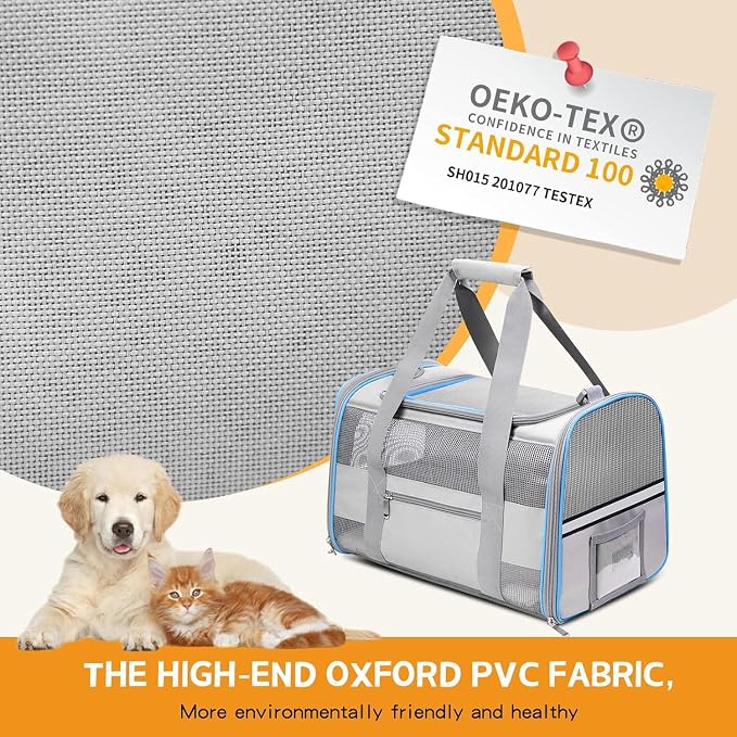 Soft-Sided Cat Carrier for Pets Up to 15lbs, Airline Approved Under-Seat Travel - Image 6