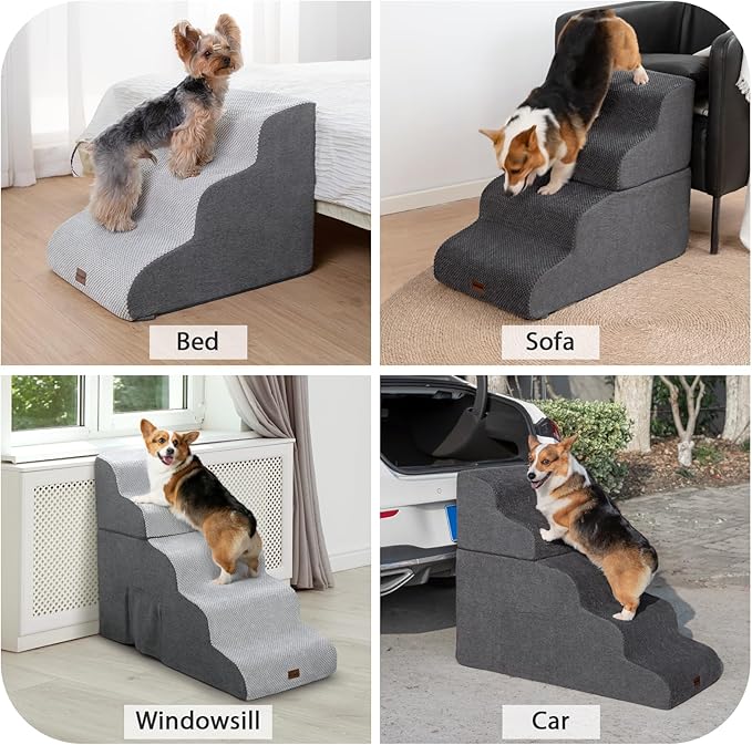 Dog Stairs for High Beds with Tunnel, 4-Step Dog Steps for Small Dogs and Cats - Image 6