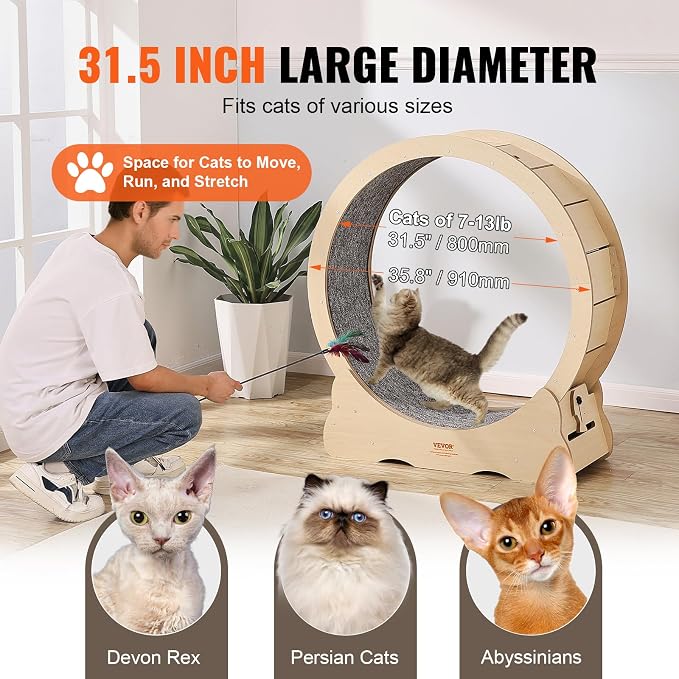 VEVOR Cat Exercise Wheel, Large Cat Treadmill Wheel - Image 4