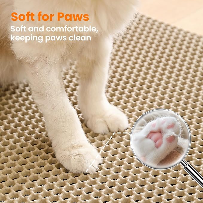 Extra Large Cat Litter Mat, 30x22 Inches Honeycomb Double Layer Cat Litter - Image 7