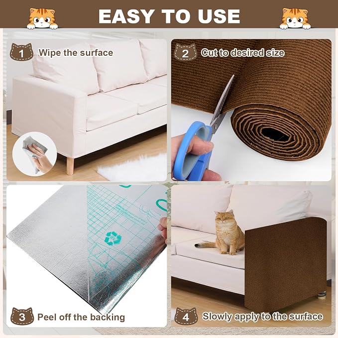 Cat Scratch Furniture Protector, 78.7"x15.8" Cat Scratching Mat, Trimmable - Image 6
