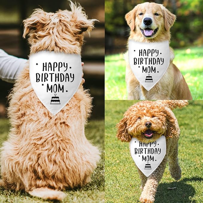 Happy Birthday Mom Dog Bandana Dog Funny White Happy Birthday Bandana - Image 2