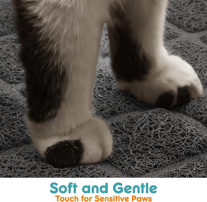 PVC Cat Litter Mat 24x15 Inch Grey, Less Waste Cat Litter Box Mat, Soft on - Image 4