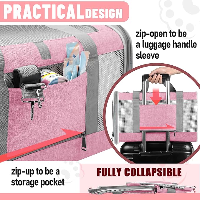 Cat Carrier 20lbs Top Open/Soft Sided Small Pet Dog Travel Carrying - Image 7