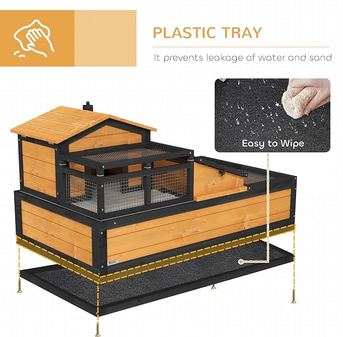 PawHut 3- Room Tortoise House Habitat - Image 5
