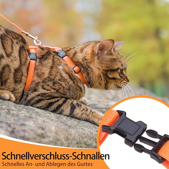 PUPTECK Adjustable Cat Harness and Leash Set Escape Proof Kitten Strap Collar - Image 3