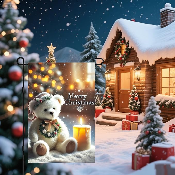 Christmas Garden Flag 12x18 Inch Merry Christmas Bear Flag Double Sided Holiday - Image 7