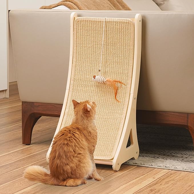 PETKARAY Curved Cat Scratcher, Sisal Kitty Scratching Ramp, L Shape Scratch Pad by PETKARAY