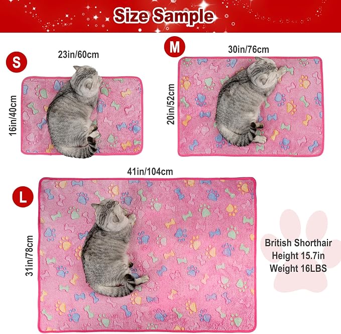 Dono 1 Pack 3 Dog Blankets, Soft Fluffy Fleece Pet Blanket Warm Sleep Mat Paw - Image 2