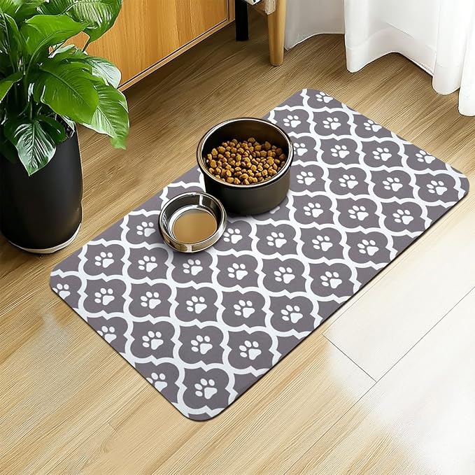 Dog Food Mat 12X20 Inch Pet Feeding Absorbent Mats by Xspatroias