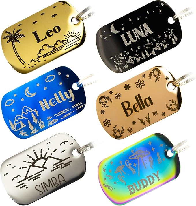 Personalized Dog Tag with 5 Lines of Custom Deep Engraved Durable Stainless by PetANTastic