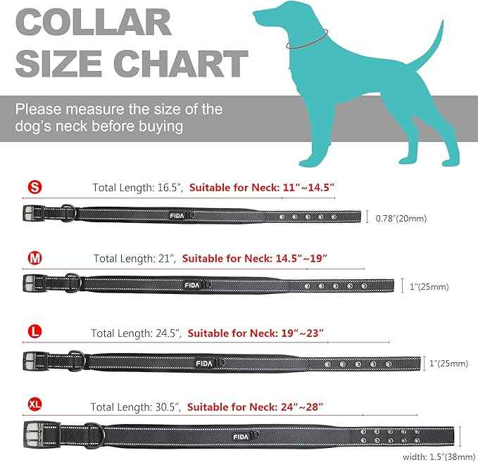 Fida Heavy Duty Dog Collar, Ultra Comfortable Soft Neoprene Padded, Adjustable