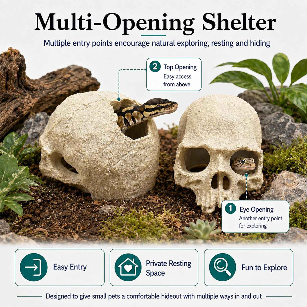 Black Resin Skull Terrarium Hideout