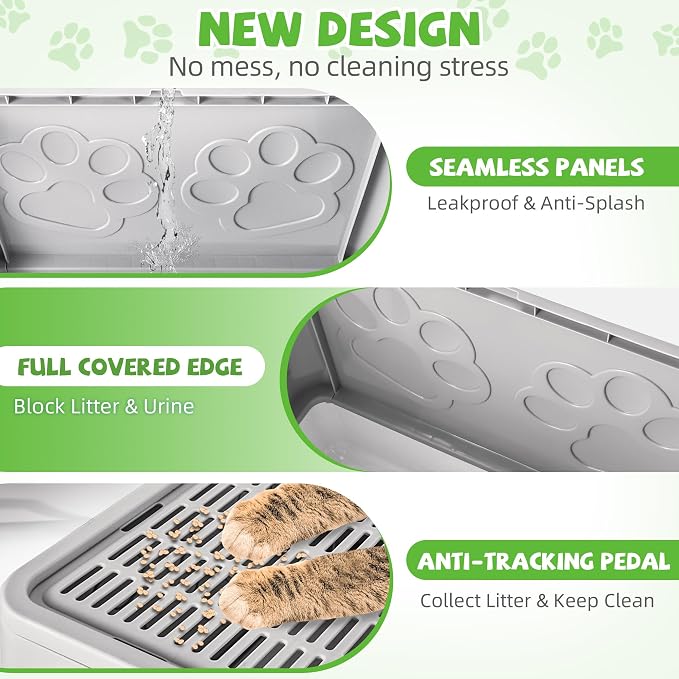 Cat Litter Box with Litter Mat, Foldable Extra Large Free in and Out/One-Way - Image 5