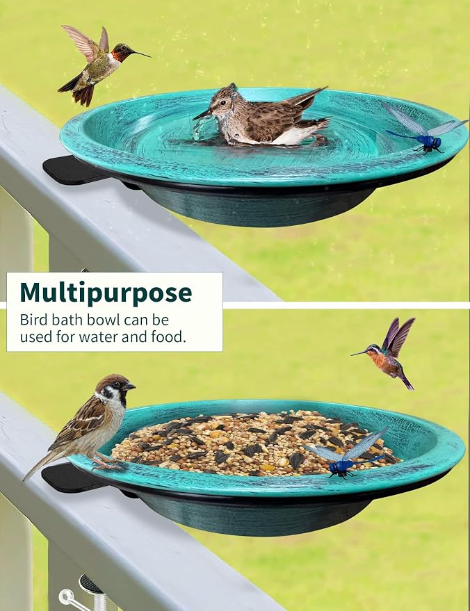 Deck Mounted Bird Bath for Outside, Detachable Birdbath Bowl - Image 6