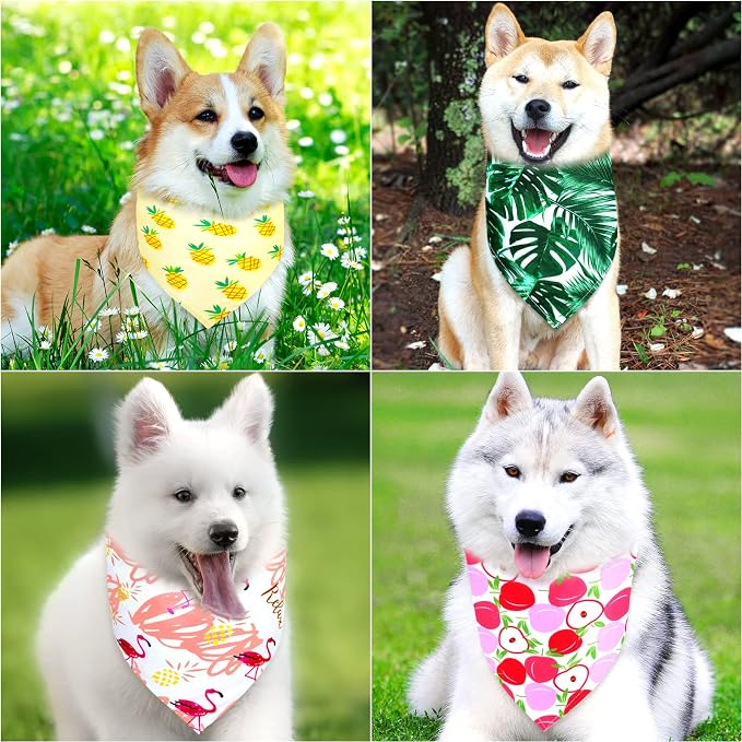 Frienda 20 Pcs Summer Spring Dog Bandanas Hawaiian Style Washable Triangle Pet - Image 6
