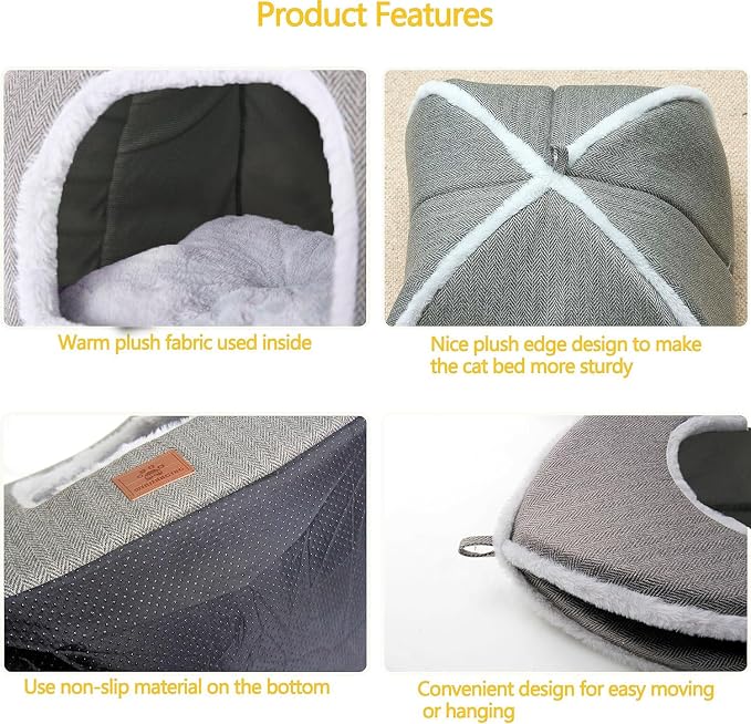 Cat Beds for Indoor Cats-Cat Bed Cave House Tent for Kittens and Small Pets - Image 5