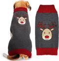 Dog Christmas Sweater Xmas Pet Clothes Cute Gray Reindeer Holiday Puppy Cat by DOGGYZSTYLE
