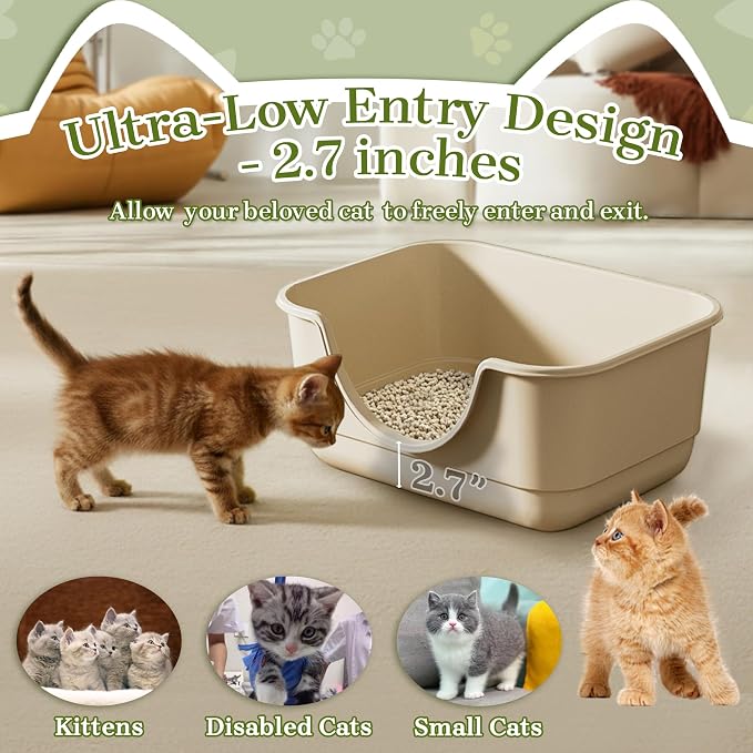 Low Entry Small Litter Box for Kittens, Kitty Plastic Litter Boxes, Open Top - Image 2