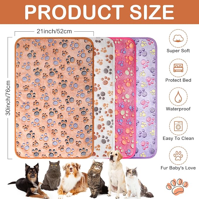 Hestya 4pcs Waterproof Dog Puppy Pads Soft Cat Blanket Dog Sleeping Mat - Image 2