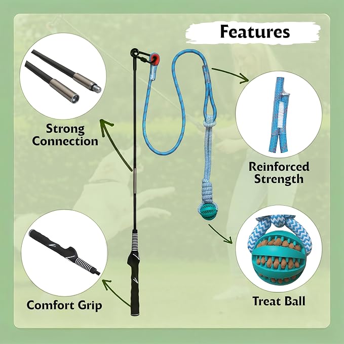 Flirt Pole for Dogs, Tether Tug Outdoor Dog Toy, Interactive Toys for Large - Image 3