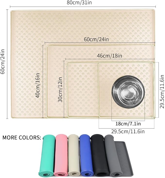 Ptlom Silicone Pet Placemat for Dog and Cat, Waterproof Anti-Slip Pet Feeding - Image 2