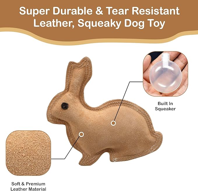 SPOT Dura-Fused Leather Rabbit Dog Toy – Durable Real Leather & Jute Chew Toy - Image 4