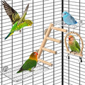 4Pcs Bird Perches Toys, Stainless Steel Perch Platform, Natural Wood Parrot by DBNESS