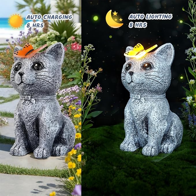 Solar Cat Garden Statues Outdoor Decor - Image 4
