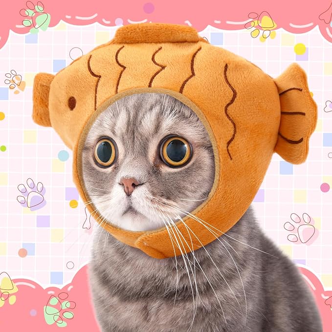 Weewooday 5 Pcs Cat Adorable Costume Pig Chick Goose Watermelon Taiyaki Fish - Image 6