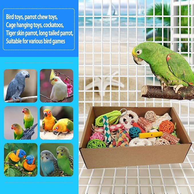bird toys，Colorful Parrot Foraging and Tearing Toy Box - Image 2